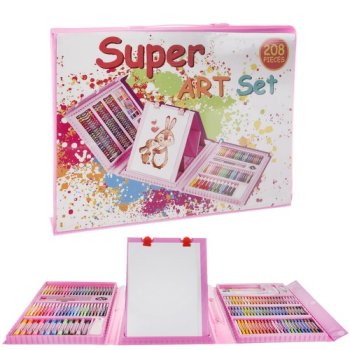 Kid's Painting Drawing Accessories (pencils, paints, brushes, etc.) Set in a Case, 208 pcs.