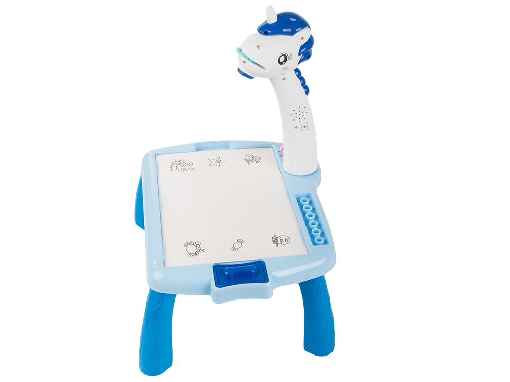 Children’s drawing projector with table, markers, blue (3)