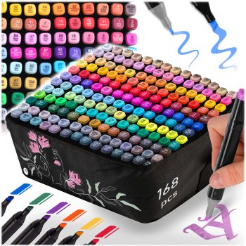 Nukido Dual Tip Alcohol Art Markers 168-Piece Set with Case NK-914