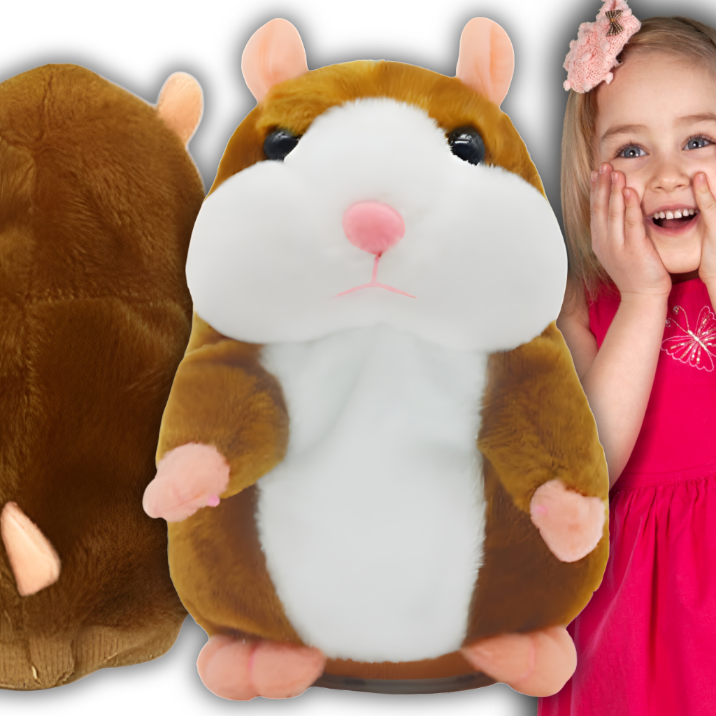 Plush Hamster, Interactive Voice-Repeating Talking Musical Toy, 15x11x9cm