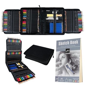 Professional Drawing and Sketching Art Set 144-Piece Kit in Portable Case