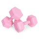Hex Dumbbell Set 2x5 kg Hand Weights for Fitness ModernHome, Pink