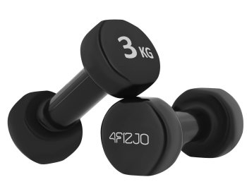 4Fizjo Vinyl Dumbbells Weight for Fitness Aerobics Sports Strength Training 2 x 3 kg, Black