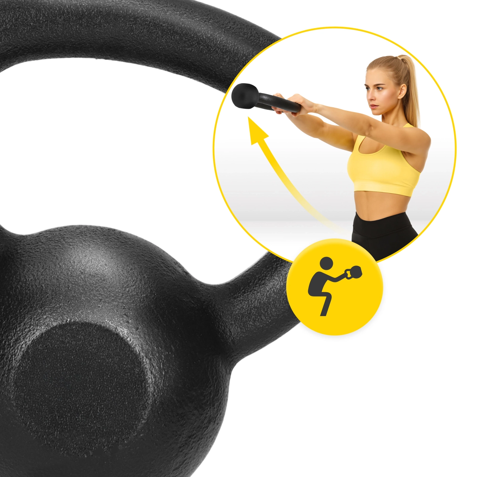 Cast Iron Kettlebell 6 kg 4FIZJO Strength Training Weight, Black (2)