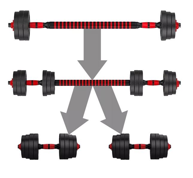 4FIZJO Adjustable Dumbbells Weights with Barbell for Sport Strength Training, 2x10 kg (5)