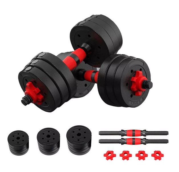4FIZJO Adjustable Dumbbells Weights with Barbell for Sport Strength Training, 2x10 kg (6)
