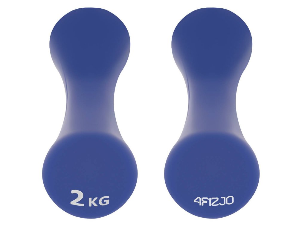 4Fizjo Neoprene Dumbbells Weight for Fitness Aerobics Sports Strength Training 2 x 2 kg, Blue (2)