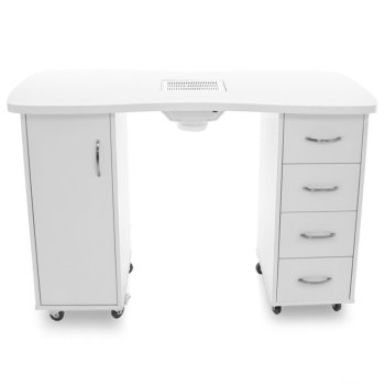 Manicure Desk with Dust Collector 2027 Two Cabinets, White