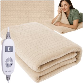 Ruhhy Heated Electric Blanket 180x130 cm with Remote Control, Beige 26224