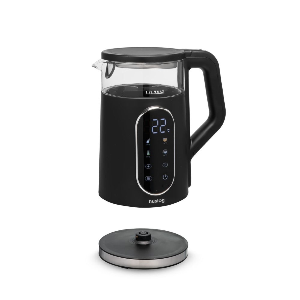 Huslog Glass Electric Kettle Touch Panel 1.7L 2200W, black (1)