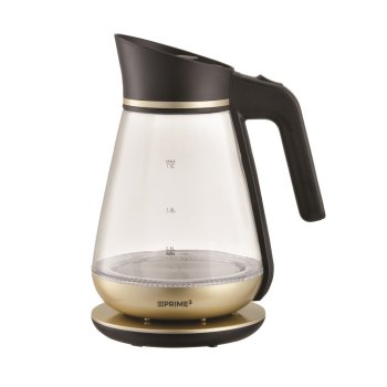 Prime3 SEK51 Electric Kettle, 1.5 Liter Glass Water Boiler, Gold