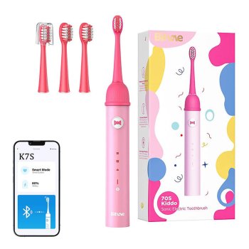 Bitvae K7S Sonic Toothbrush with App for Kids and Tips Set (Pink)