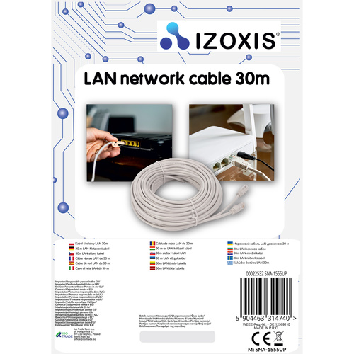 Izoxis Ethernet Network Cable 30m LAN Patch Cord RJ45 22532 (0)