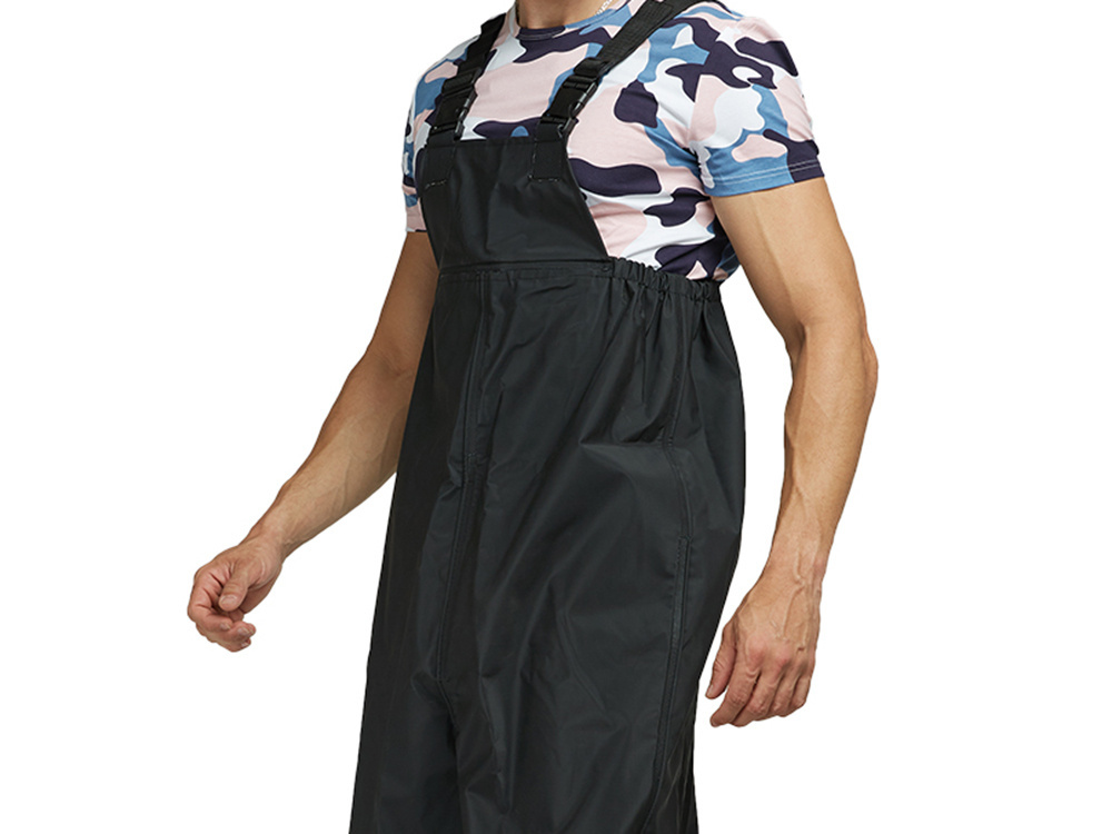 Waterproof fishing waders with boots and adjustable suspenders, size 45, black (3)