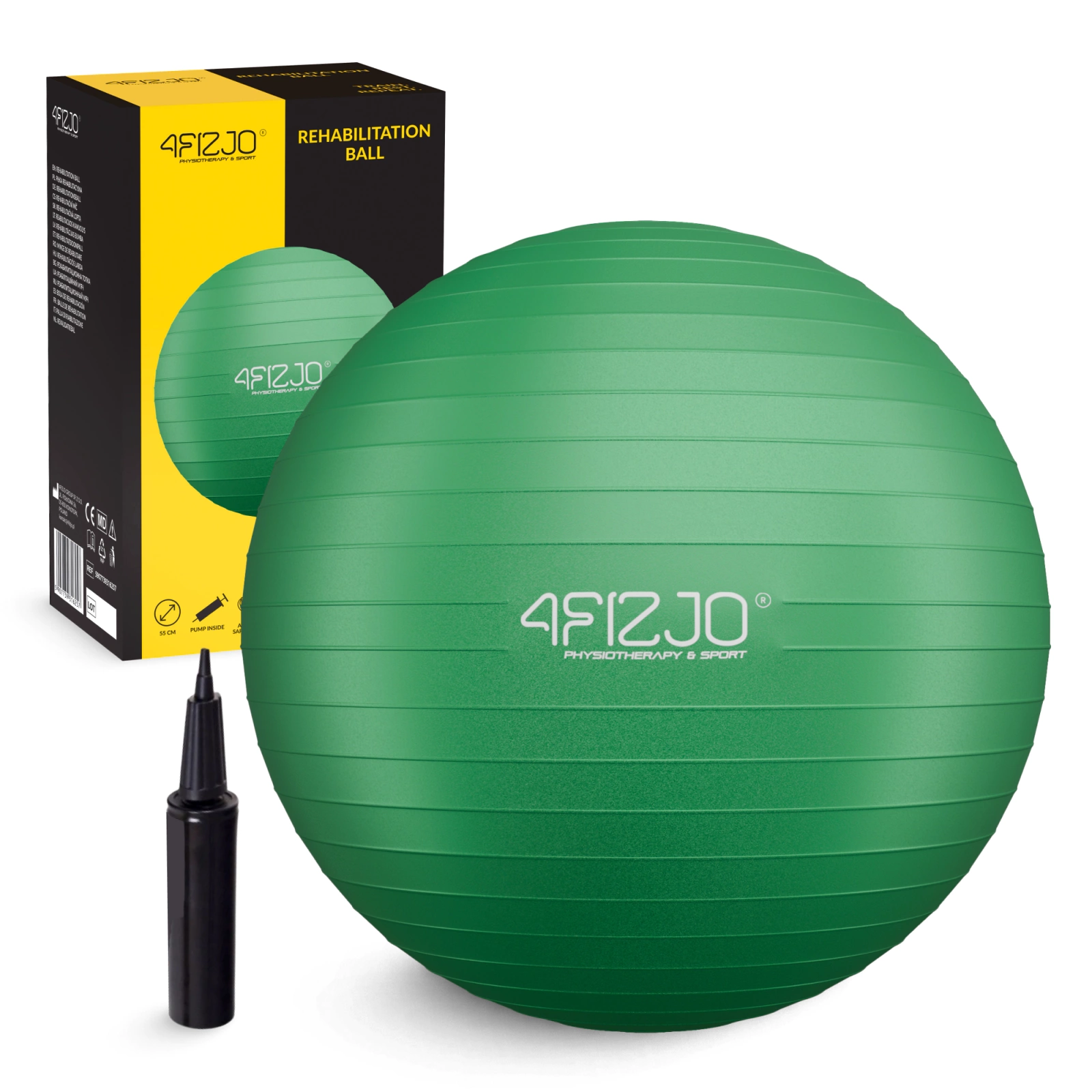 4FIZJO Anti-Burst Exercise Ball with Pump 55 cm, green