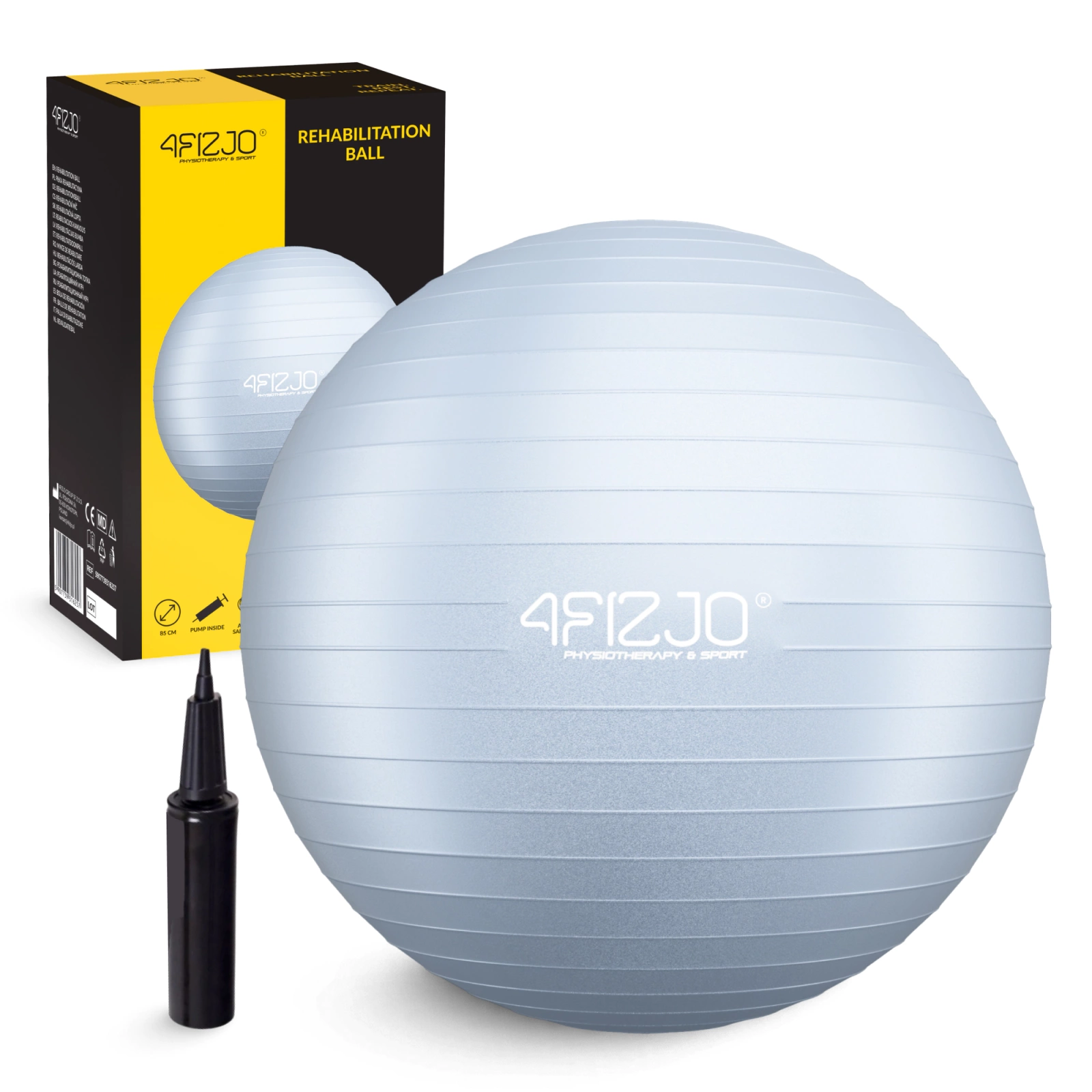4FIZJO Exercise Ball 85cm for Yoga, Stability & Physical Therapy, Grey