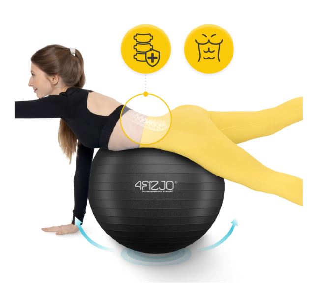 4Fizjo Exercise Fitness Gym Rehabilitation Ball 65cm, Black (9)