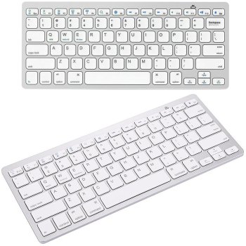 Wireless Bluetooth Keyboard for PC, iPad, Mac, Slim Low Profile, White