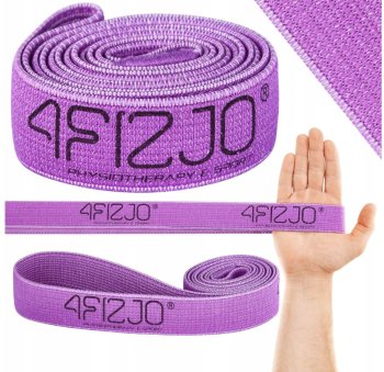 4Fizjo Flex Band Long Flexible Textile Training Loop Strap Tape, Purple (Medium resistance, 4/5)