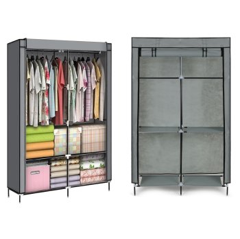 Large Fabric Wardrobe with Shelves and Hanging Rails ModernHome