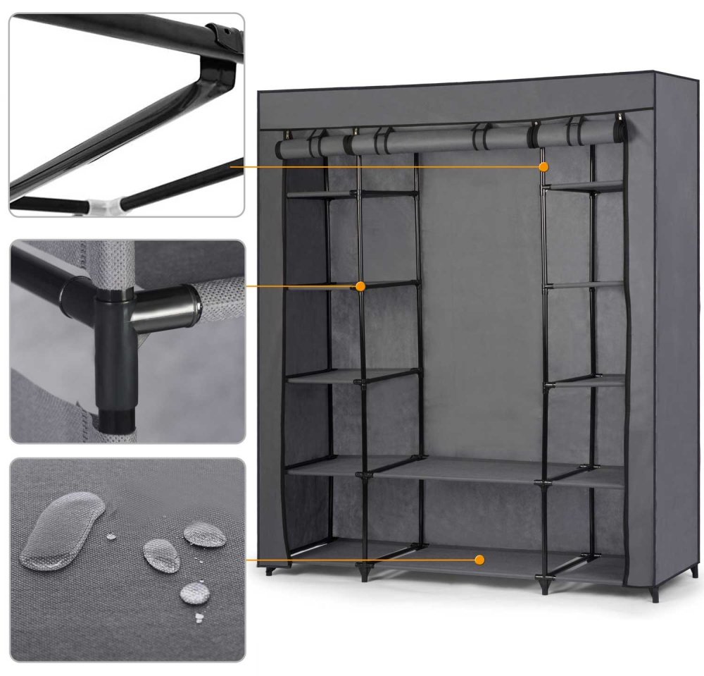 Massido Large Textile Closet, Graphite (1)