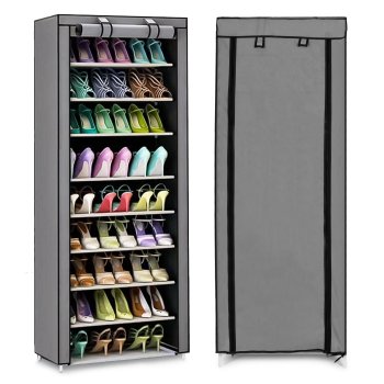 ModernHome Fabric Wardrobe Portable Closet with 9 Shelves for Clothes and Shoes