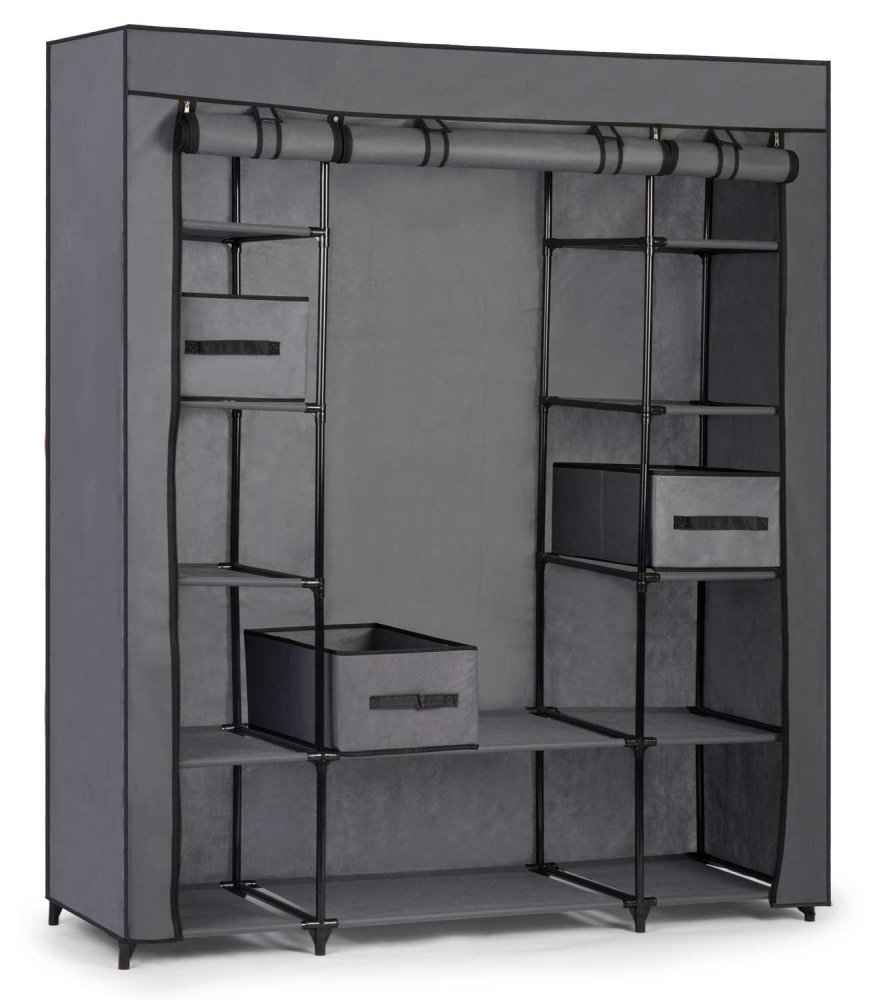 Large textile closet with drawers Massido - graphite (0)