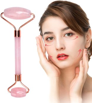 ACTIVFIZJO Rose Quartz Roller for Face and Neck Anti Ageing Massager Gua Sha