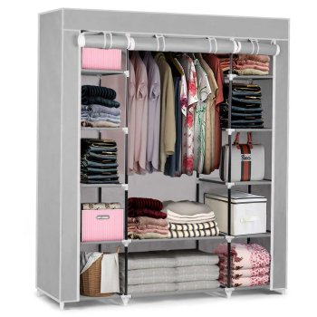 Massido Large Textile Closet, Gray