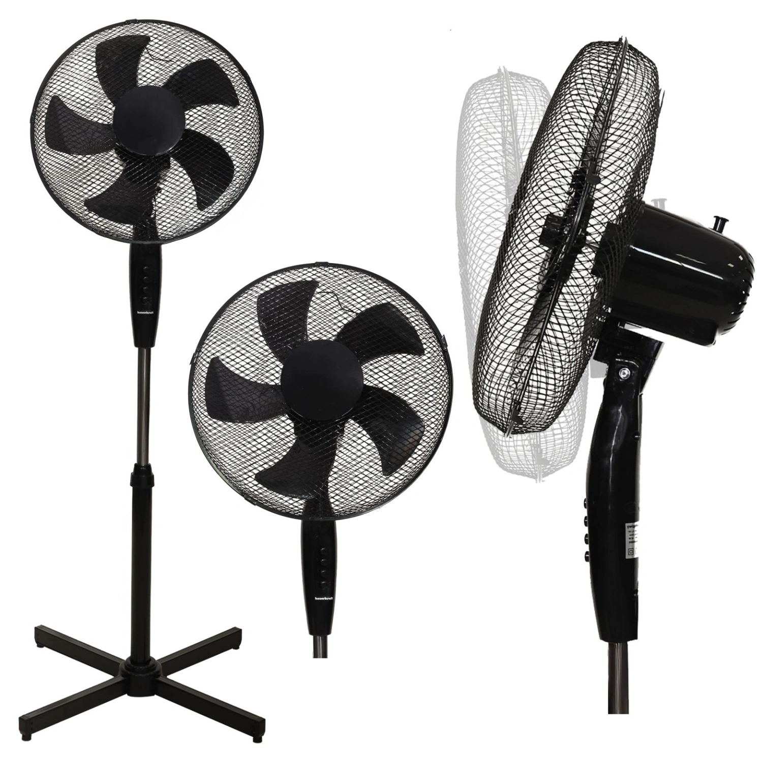Pedestal Stand Fan 45W with 5 Blades and 3 Speed Settings, Black