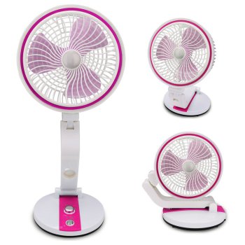 Wireless Foldable Adjustable Floor Table Fan with LED Lighting, 15-44 cm, Pink