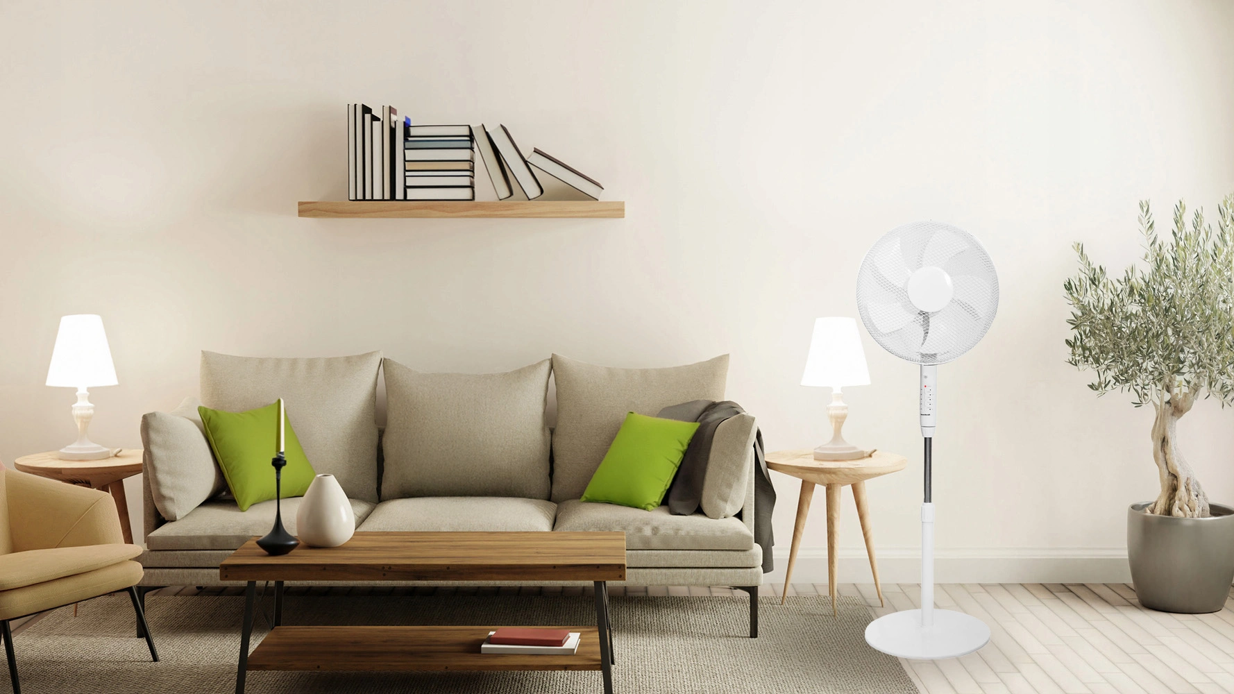 Standing Pedestal Fan 45W with Remote, 5 Blades, 3 Speeds & Modes, Timer (0)