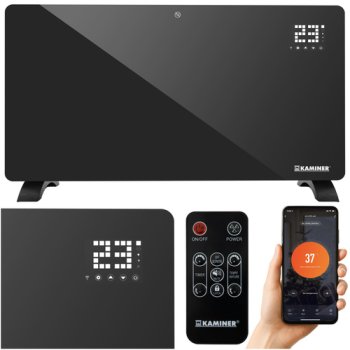 Kaminer Zelva Electric Glass Panel Heater 2500W with WiFi and Remote Control