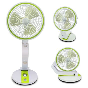 Wireless Foldable Adjustable Floor Table Fan with LED Lighting, 15-44 cm, Green