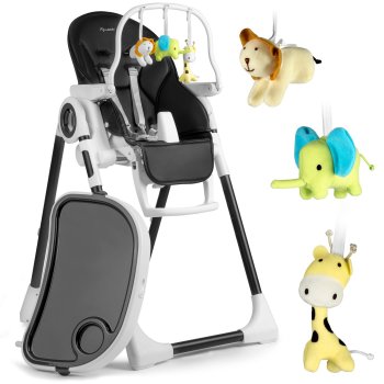 Nukido Belo Adjustable Baby High Chair with Toy Bar, Black