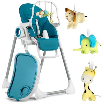 Nukido Belo Multifunctional Baby High Chair with Bouncer and Toy Bar, dark blue