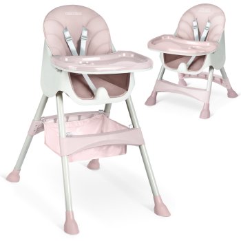 Ricokids Milo 3-in-1 Convertible High Chair with Table, Pink