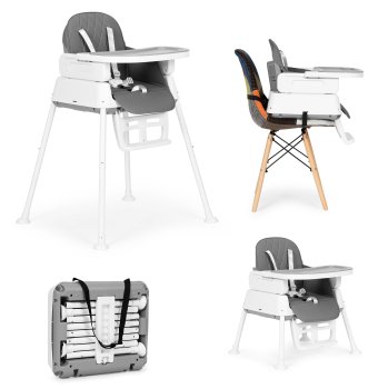 ECOTOYS 3-in-1 Foldable Baby High Chair and Booster Seat, grey