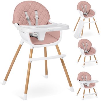 Nukido Lilo Baby High Chair with Adjustable Tray, Pink