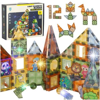 Glow in the Dark Magnetic Tiles 90-Piece Building Set