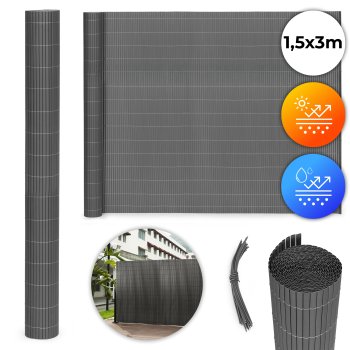 Double-sided bamboo privacy screen for balcony, terrace or fence 150x300 cm MultiGarden anthracite