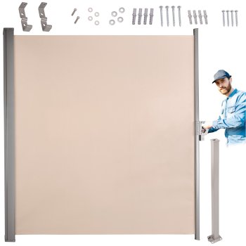 LUARO Side Awning for Terrace, Retractable 180 x 400 cm, Beige