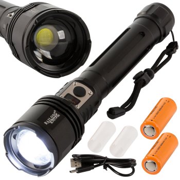 Bailong Tactical Military Flashlight CREE XHP160 with Zoom & Power Bank, P221