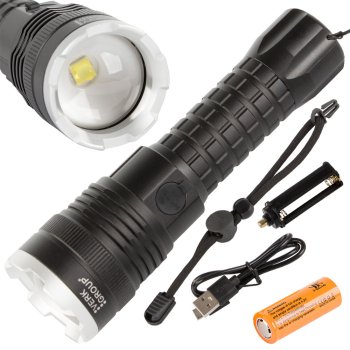 Bailong A72 Tactical Military Flashlight with CREE XHP90 LED and Zoom