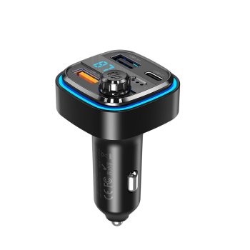 XO BCC08 FM Transmitter Bluetooth Car Adapter with 3.1A Fast Car Charger, Black