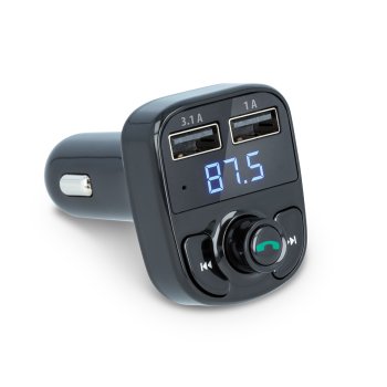 Bluetooth FM Transmitter for Car, Forever TR-330 Hands-Free Kit with 3.1A Dual USB, Black