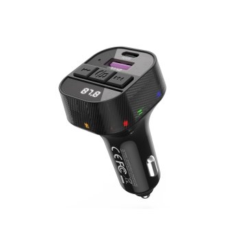 XO BCC17 FM Transmitter with Bluetooth MP3 and 30W Car Charger, Black