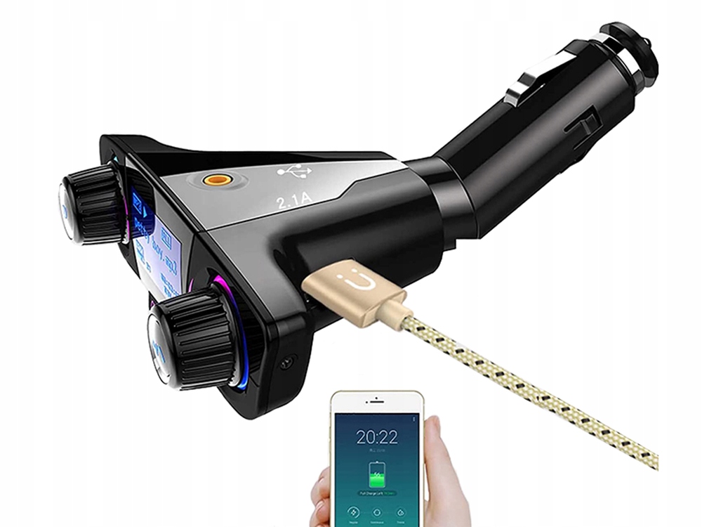 Bluetooth Usb 5.0 Multifunctional Car Charger & Bluetooth Player FM Transmitter (3)