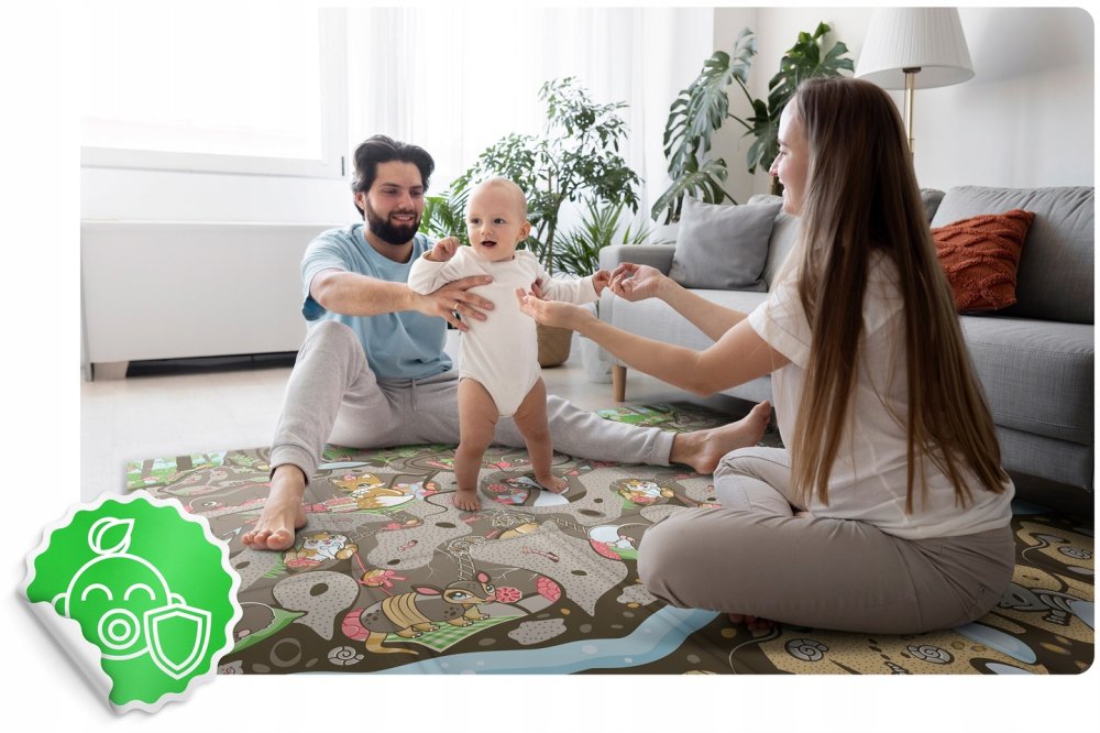 Nukido NK-340 Double-sided Foldable XPE Foam Play Mat Pad Rug for Kids, Earth-Train, 200x180cm (7)