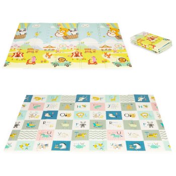 ECOTOYS Large Folding Foam Play Mat for Babies Educational & Reversible with Bag